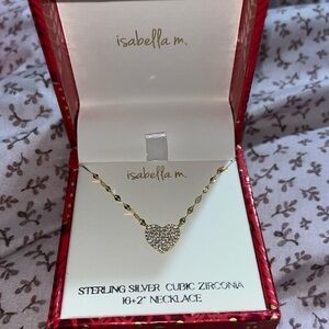 Abella Silver Heart Necklace with Cubic Zirconia